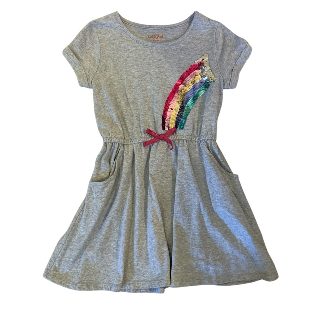 Cat & Jack Gray Flip Sequin Rainbow Girls Dress size 7/8